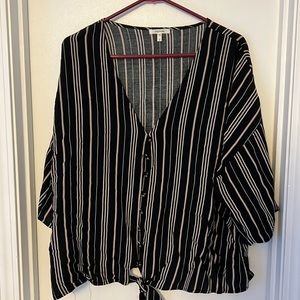 Maurices Tie Bottom Striped Blouse
